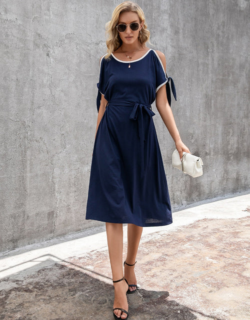 Load image into Gallery viewer, Ivy Lane Round Neck Cold Shoulder Dress
