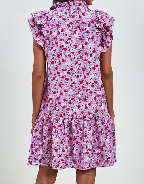 Load image into Gallery viewer, Tied Floral Cap Sleeve Mini Dress
