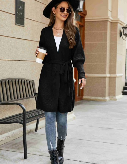 Load image into Gallery viewer, Open Front Lantern Sleeve Cardigan
