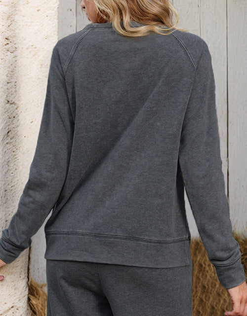 Load image into Gallery viewer, Shiny Round Neck Long Sleeve Sweatshirt
