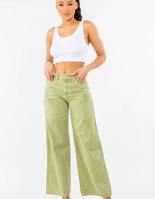 Load image into Gallery viewer, American Bazi High Waist Distressed Wide Leg Jeans
