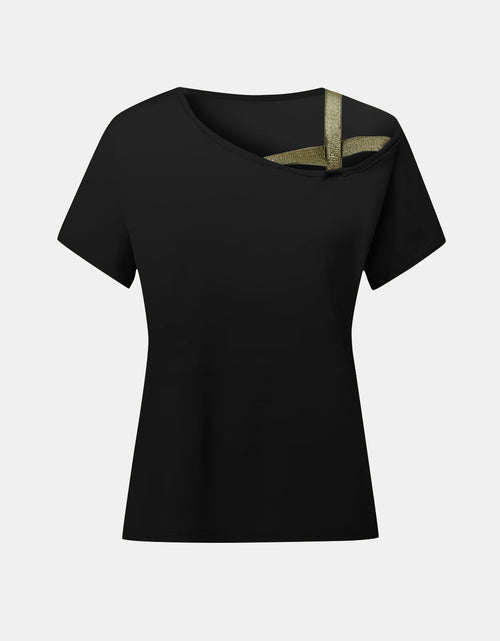 Load image into Gallery viewer, Asymmetrical Neck Short Sleeve T-Shirt
