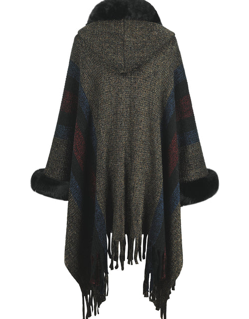 Load image into Gallery viewer, Color Block Fringe Detail Poncho
