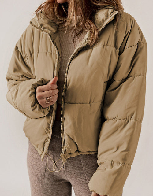 Load image into Gallery viewer, Zip Up Collared Neck Long Sleeve Winter Coat
