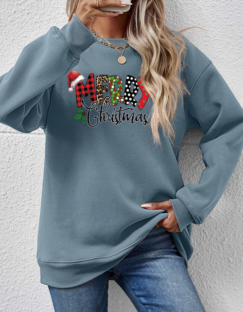 Load image into Gallery viewer, MERRY CHRISTMAS Round Neck Dropped Shoulder Sweatshirt
