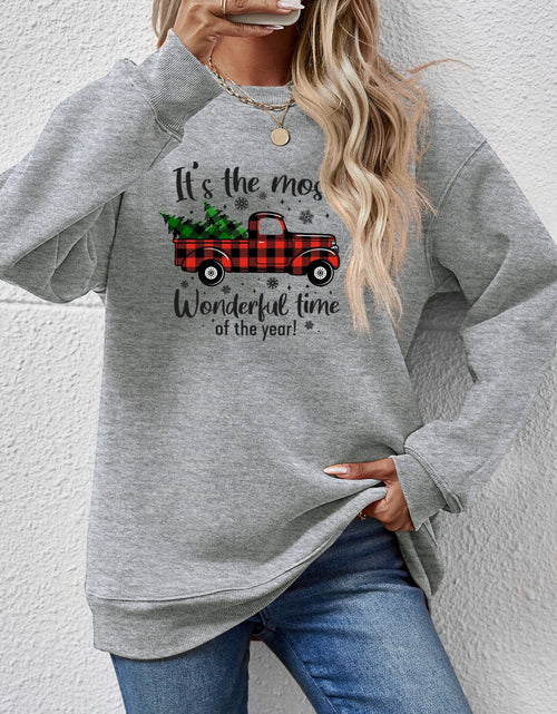 Load image into Gallery viewer, Graphic Round Neck Long Sleeve Sweatshirt
