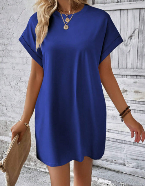 Load image into Gallery viewer, Round Neck Short Sleeve Mini Tee Dress with Pockets
