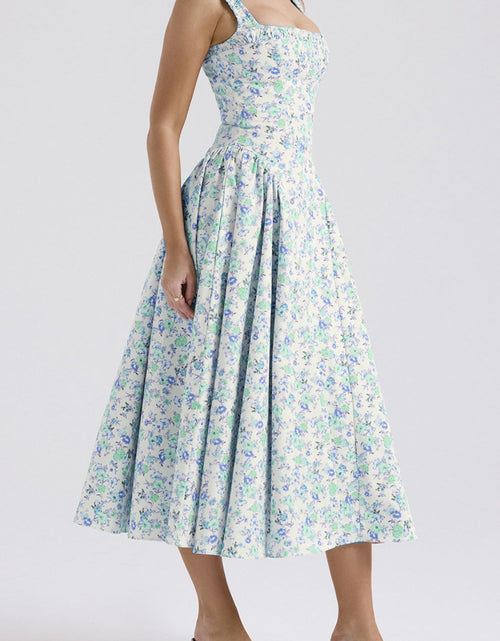 Load image into Gallery viewer, Floral Square Neck Wide Strap Midi Dress
