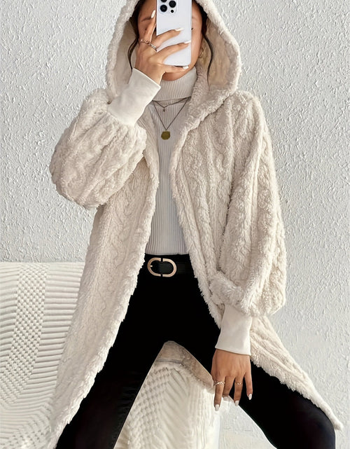 Load image into Gallery viewer, Open Front Long Sleeve Fuzzy Hooded Jacket
