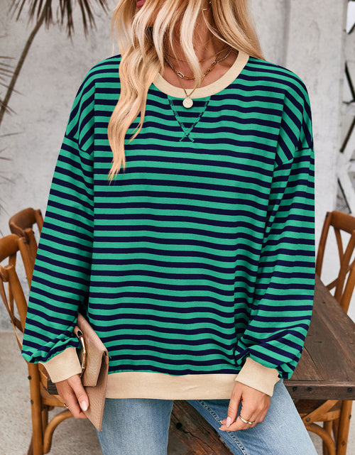 Load image into Gallery viewer, Lovelet Contrast Striped Long Sleeve Sweatshirt
