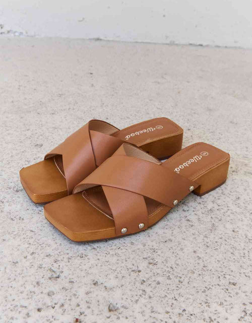 Load image into Gallery viewer, Weeboo Step Into Summer Criss Cross Wooden Clog Mule in Brown
