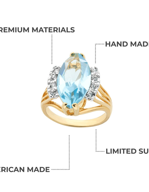 Load image into Gallery viewer, Vintage Ring Aquamarine Marquise Crystal 18k Gold Antique Womans Jewelry Handmade Rings by PVD Vintage Jewelry
