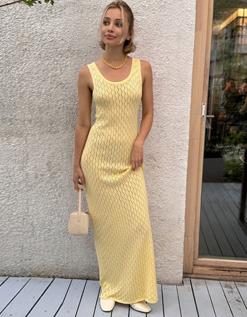 Load image into Gallery viewer, Openwork Sleeveless Maxi Dress
