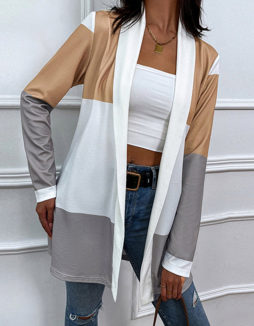 Load image into Gallery viewer, Shiny Color Block Open Front Cardigan
