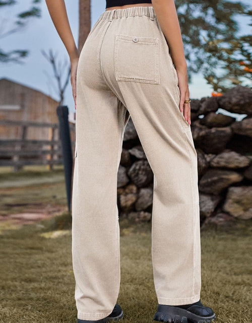 Load image into Gallery viewer, High Waist Cargo Straight Jeans
