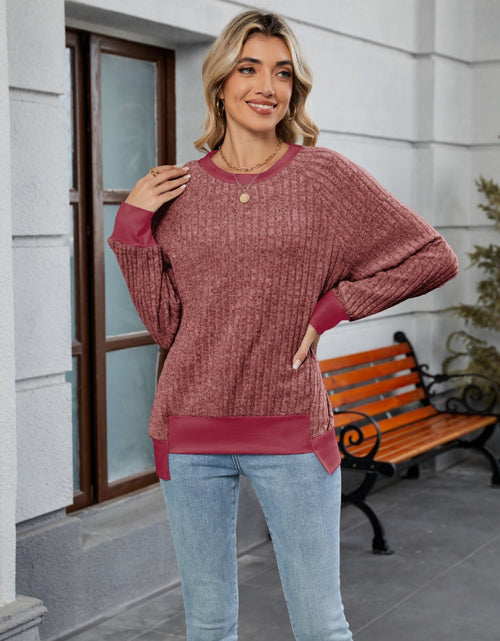 Load image into Gallery viewer, Contrast Trim Round Neck Long Sleeve T-Shirt

