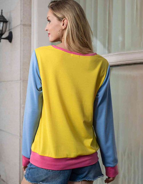 Load image into Gallery viewer, Contrast Round Neck Long Sleeve Top
