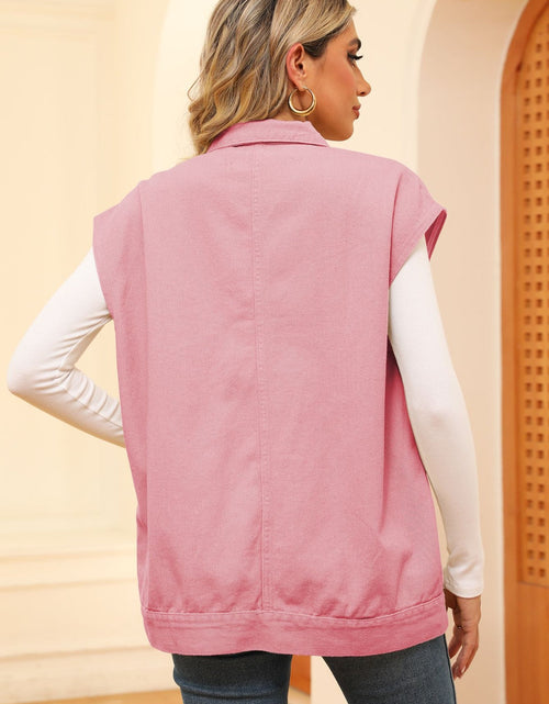 Load image into Gallery viewer, Pocketed Button Up Sleeveless Denim Jacket
