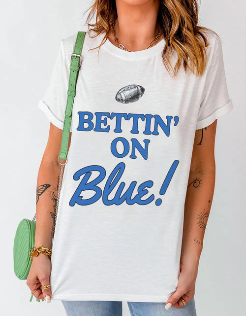 Load image into Gallery viewer, Letter Graphic Round Neck Short Sleeve T-Shirt
