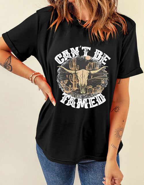 Load image into Gallery viewer, Graphic Round Neck Short Sleeve T-Shirt
