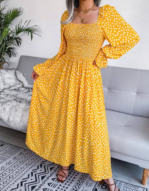 Load image into Gallery viewer, Smocked Square Neck Flounce Sleeve Dress
