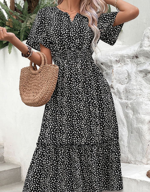 Load image into Gallery viewer, Perfee Leopard Print Short Sleeve Midi Dress
