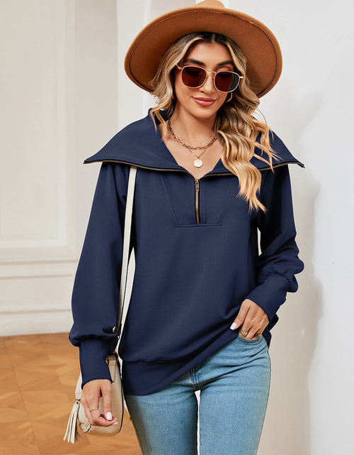 Load image into Gallery viewer, Half-Zip Collared Sweatshirt
