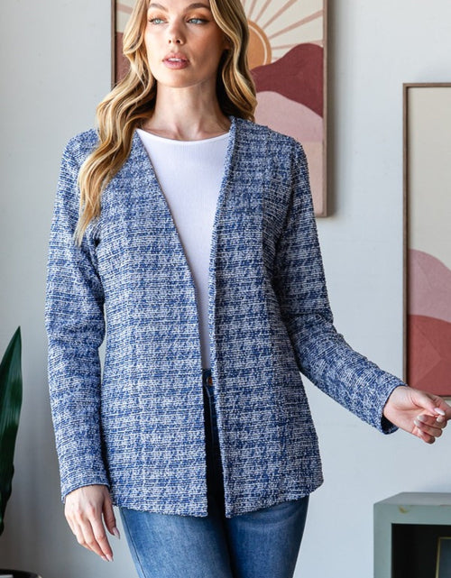 Load image into Gallery viewer, Heimish Full Size Houndstooth Tweed Open Front Blazer
