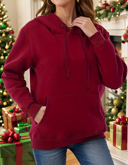 Load image into Gallery viewer, Drawstring Long Sleeve Hoodie with Kangaroo Pocket
