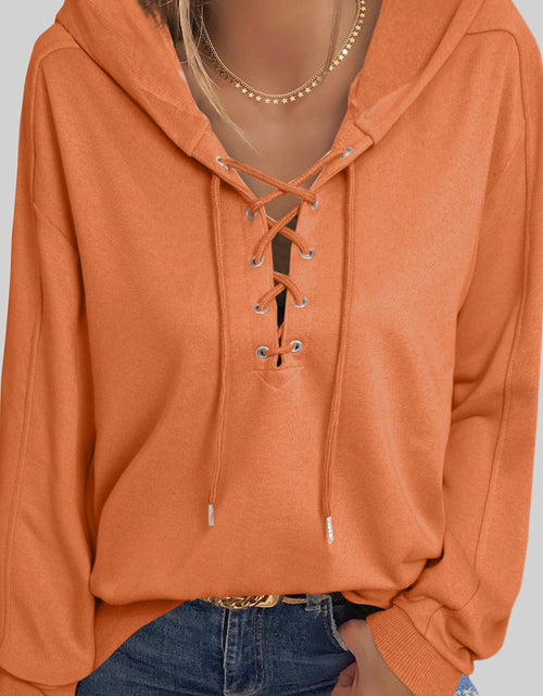 Load image into Gallery viewer, Lace Up Long Sleeve Hoodie
