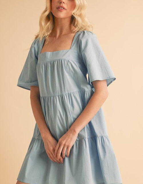 Load image into Gallery viewer, Aemi + Co Square Neck Half Sleeve Tiered Dress
