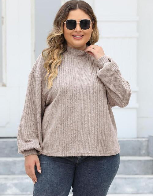 Load image into Gallery viewer, Plus Size Mock Neck Long Sleeve Knit Top
