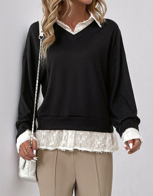 Load image into Gallery viewer, Perfee Faux Layered Contrast Long Sleeve Sweatshirt
