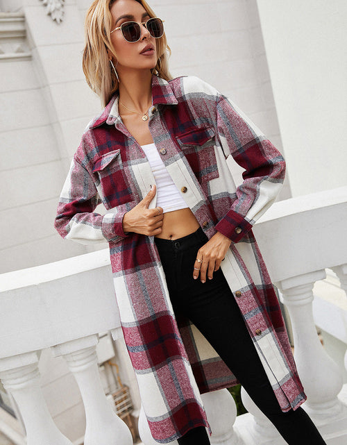 Load image into Gallery viewer, Ivy Lane Plaid Longline Shirt Jacket
