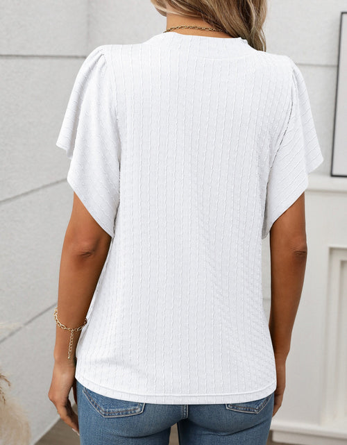 Load image into Gallery viewer, Round Neck Flutter Sleeve T-Shirt
