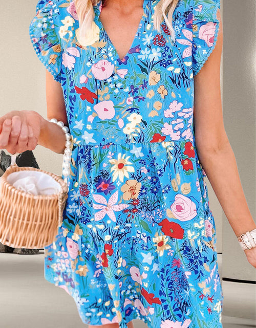 Load image into Gallery viewer, Tiered Floral Cap Sleeve Dress
