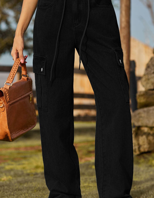 Load image into Gallery viewer, Loose Fit Drawstring Jeans with Pocket
