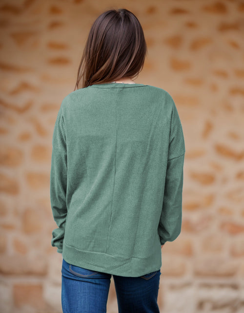 Load image into Gallery viewer, Side Slit Round Neck Long Sleeve T-Shirt
