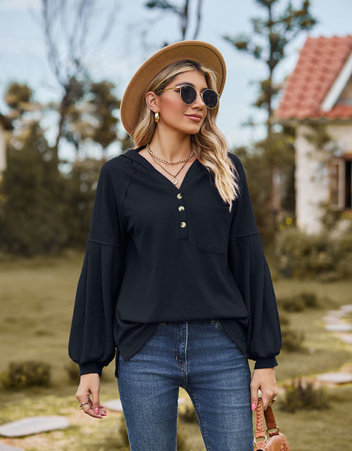 Load image into Gallery viewer, Dropped Shoulder Button-Down Hoodie
