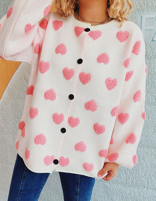 Load image into Gallery viewer, Heart Button Up Long Sleeve Cardigan

