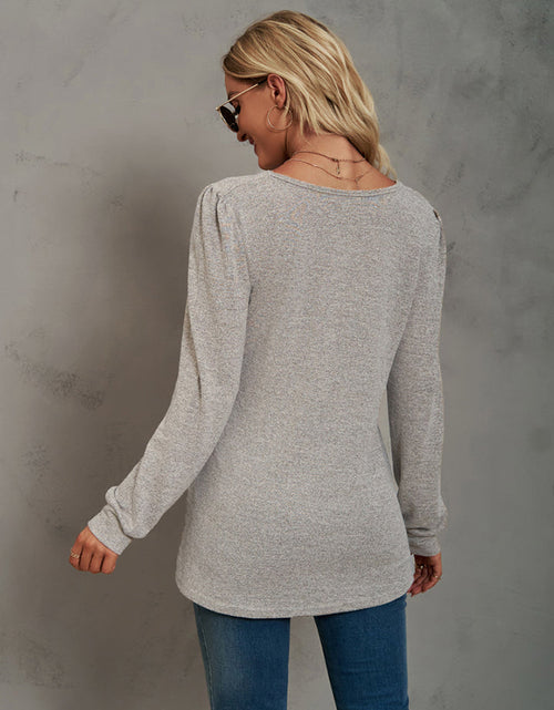 Load image into Gallery viewer, Heathered Square Neck Long Sleeve T-Shirt
