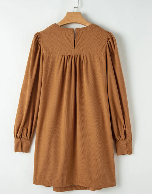 Load image into Gallery viewer, Ruched Round Neck Long Sleeve Dress
