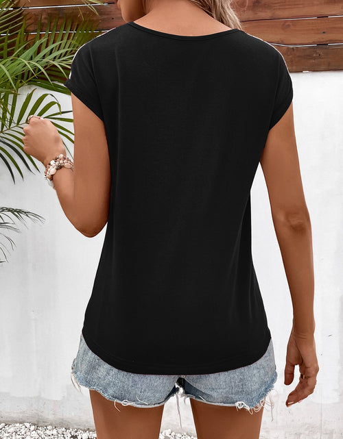 Load image into Gallery viewer, Ivy Lane Spliced Lace V-Neck Twisted Hem Tee
