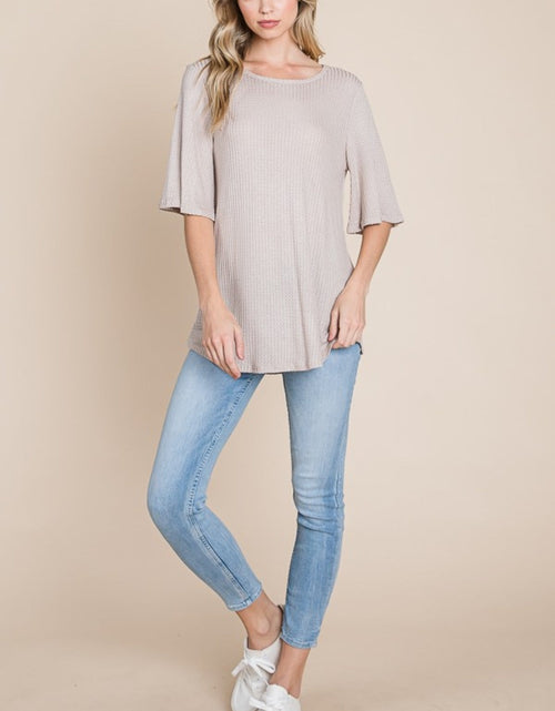 Load image into Gallery viewer, BOMBOM Round Neck Waffle Knit T-Shirt
