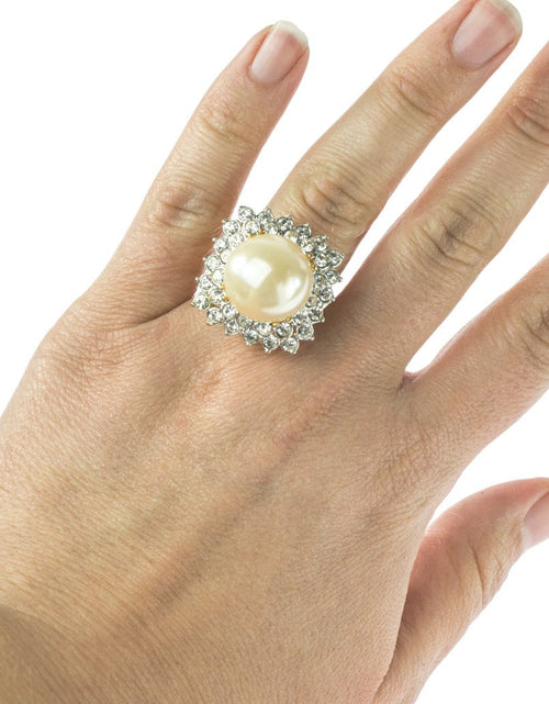 Load image into Gallery viewer, Vintage Austrian Crystal Women's Statement Cocktail Ring 18k Yellow Gold Electroplated Made in the USA by PVD Vintage Jewelry
