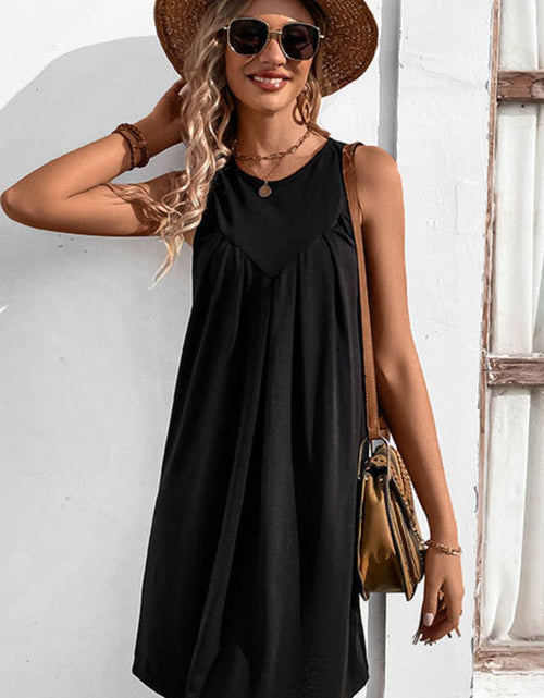Load image into Gallery viewer, Perfee Round Neck Sleeveless Mini Dress
