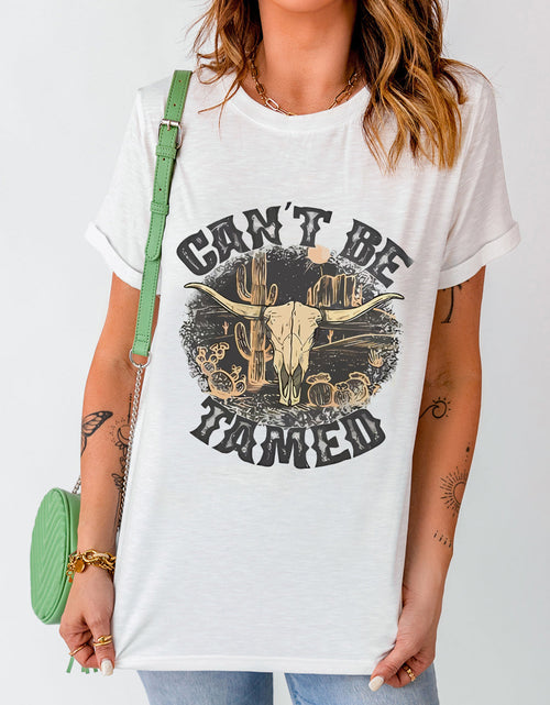 Load image into Gallery viewer, Graphic Round Neck Short Sleeve T-Shirt
