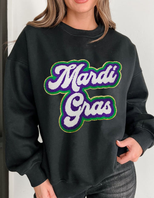 Load image into Gallery viewer, MARDI GRAS Round Neck Drop Shoulder Sweatshirt
