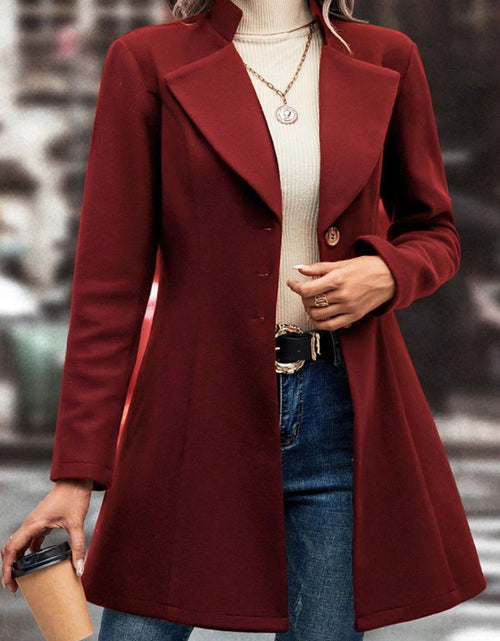 Load image into Gallery viewer, Collared Neck Button Up Long Sleeve Coat
