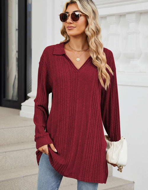 Load image into Gallery viewer, Slit Johnny Collar Long Sleeve T-Shirt
